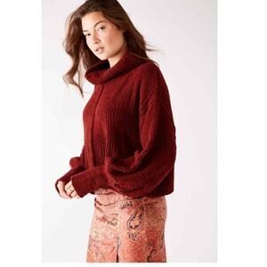 Free People Sweet Cranberry Be Yours Cowl Neck Pullover Sweater Size S $128